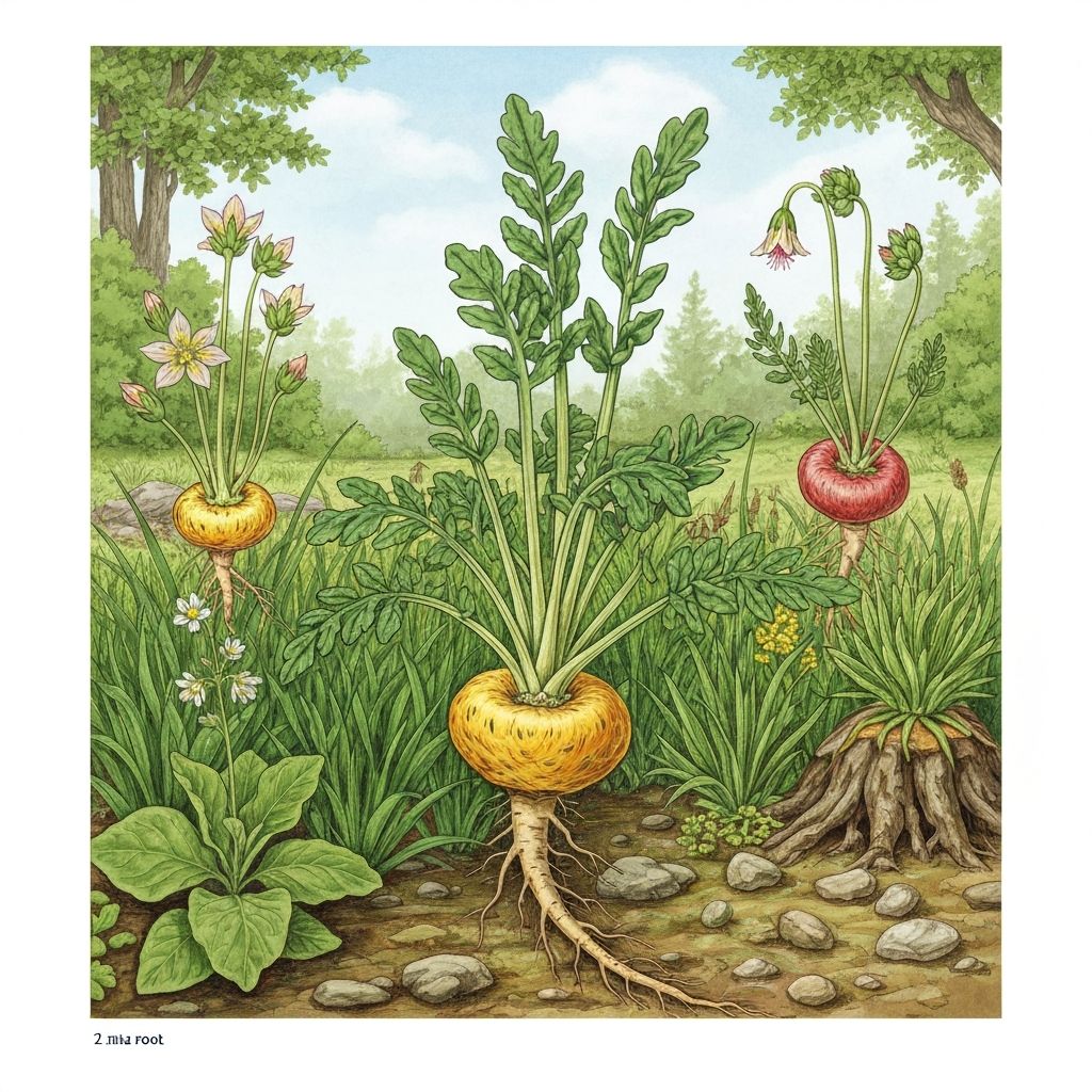 Maca root botanical illustration